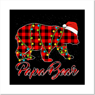 Papa Bear Pajama Red Buffalo Xmas Funny Family Christmas Posters and Art